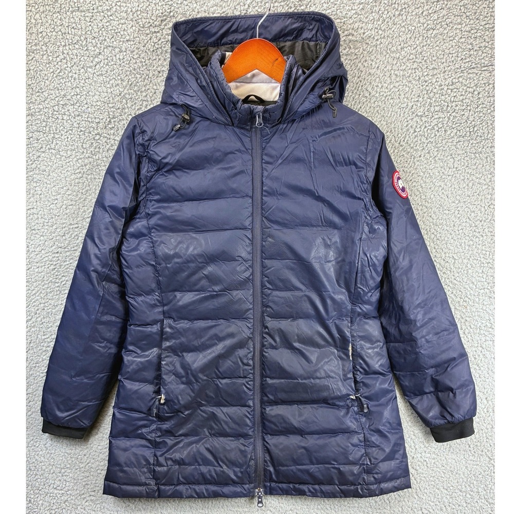 Canada Goose Alliston Hooded Parka Coat Womens M Blue Down Quilted Winter Puffer